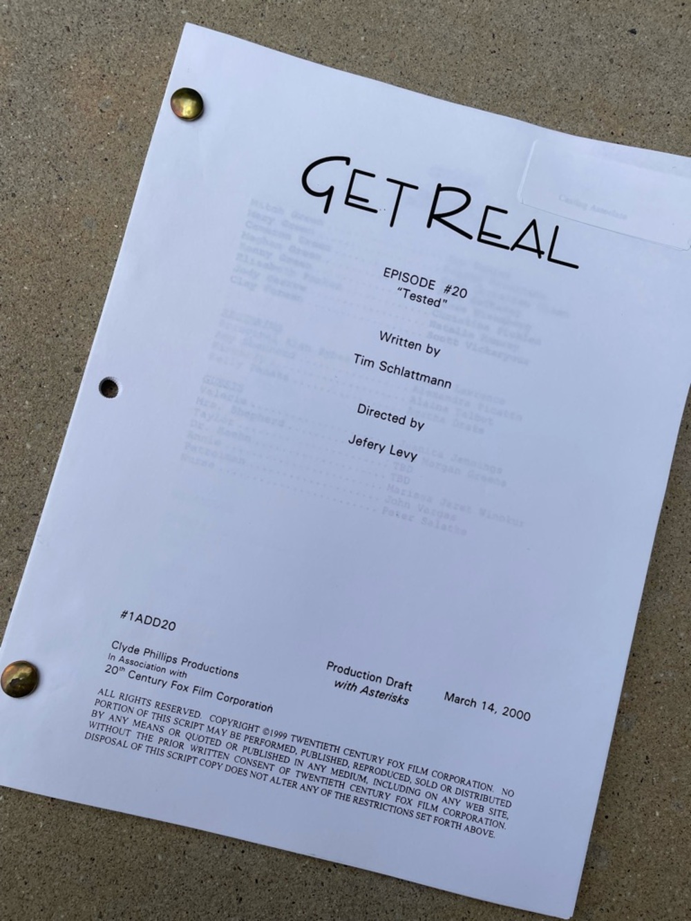 Get Real 90s TV Series Anne Hathaway Jesse Eisenberg Production Used Script 20